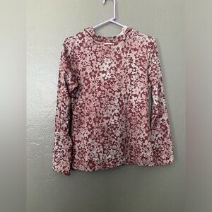 The North Face Burgundy and White Floral Pullover With Hood Size Medium